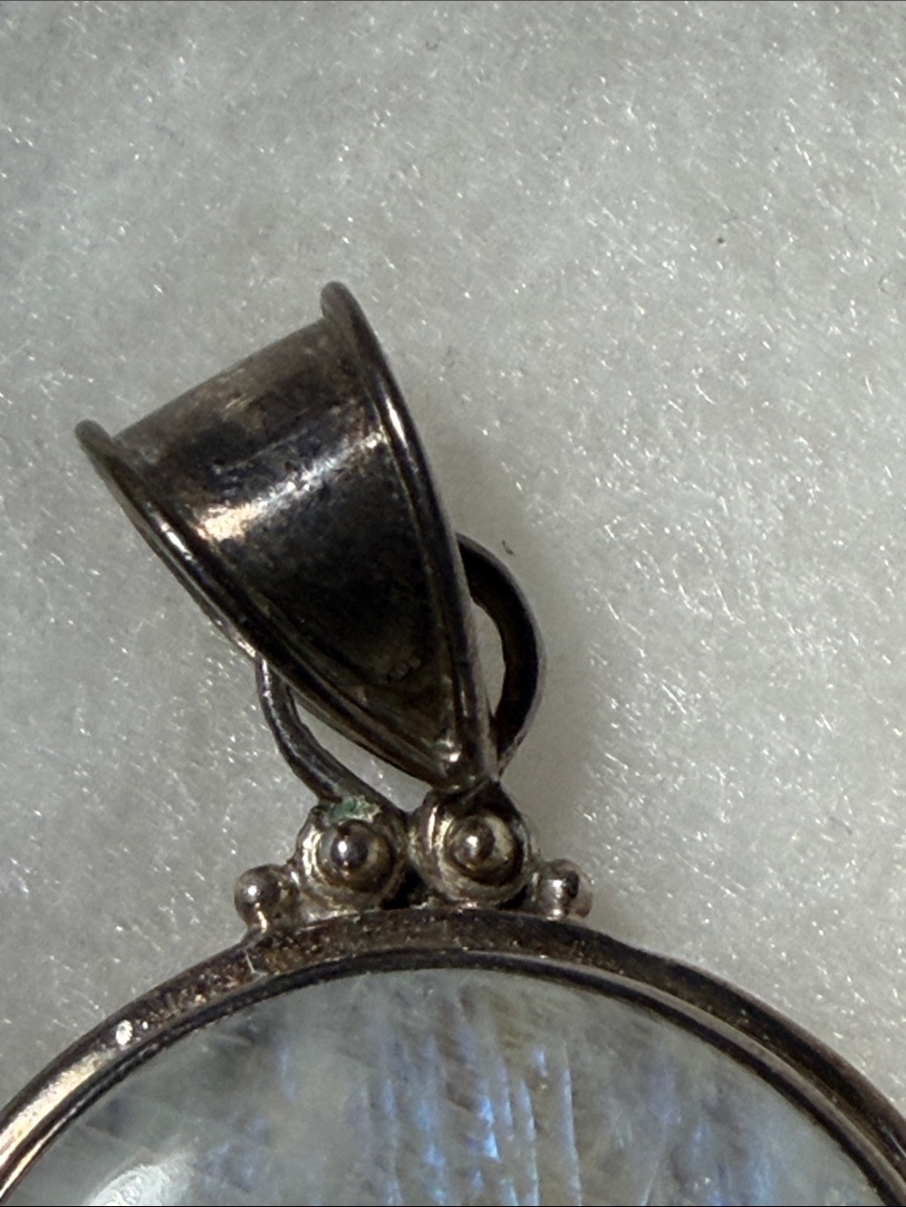 Sterling Silver Moonstone Round Drop Pendant in Iridescent White - Picture 4 of 4